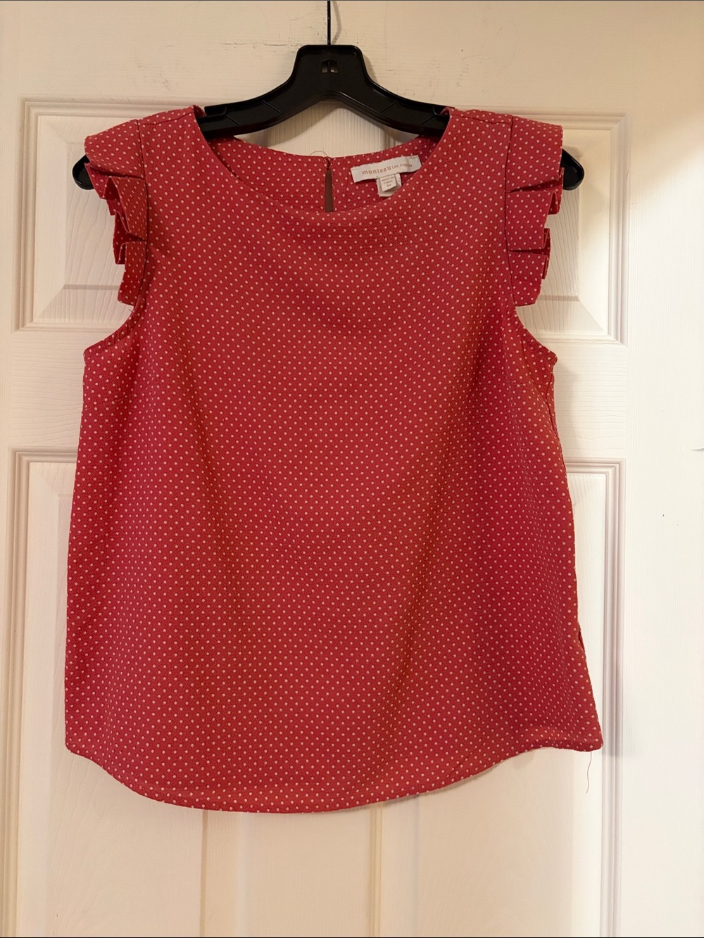 Pink Red Polka Dot Ruffle Sleeve Blouse